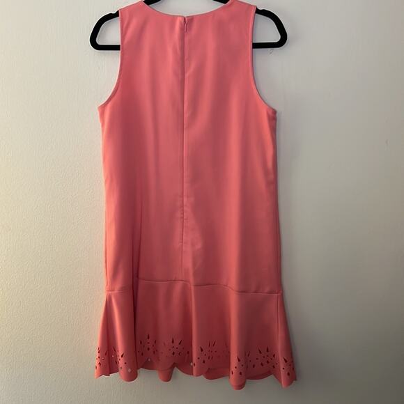 LOFT Coral Laser Cut Hem Sleeveless Shift Dress Size 6 - Picture 7 of 8